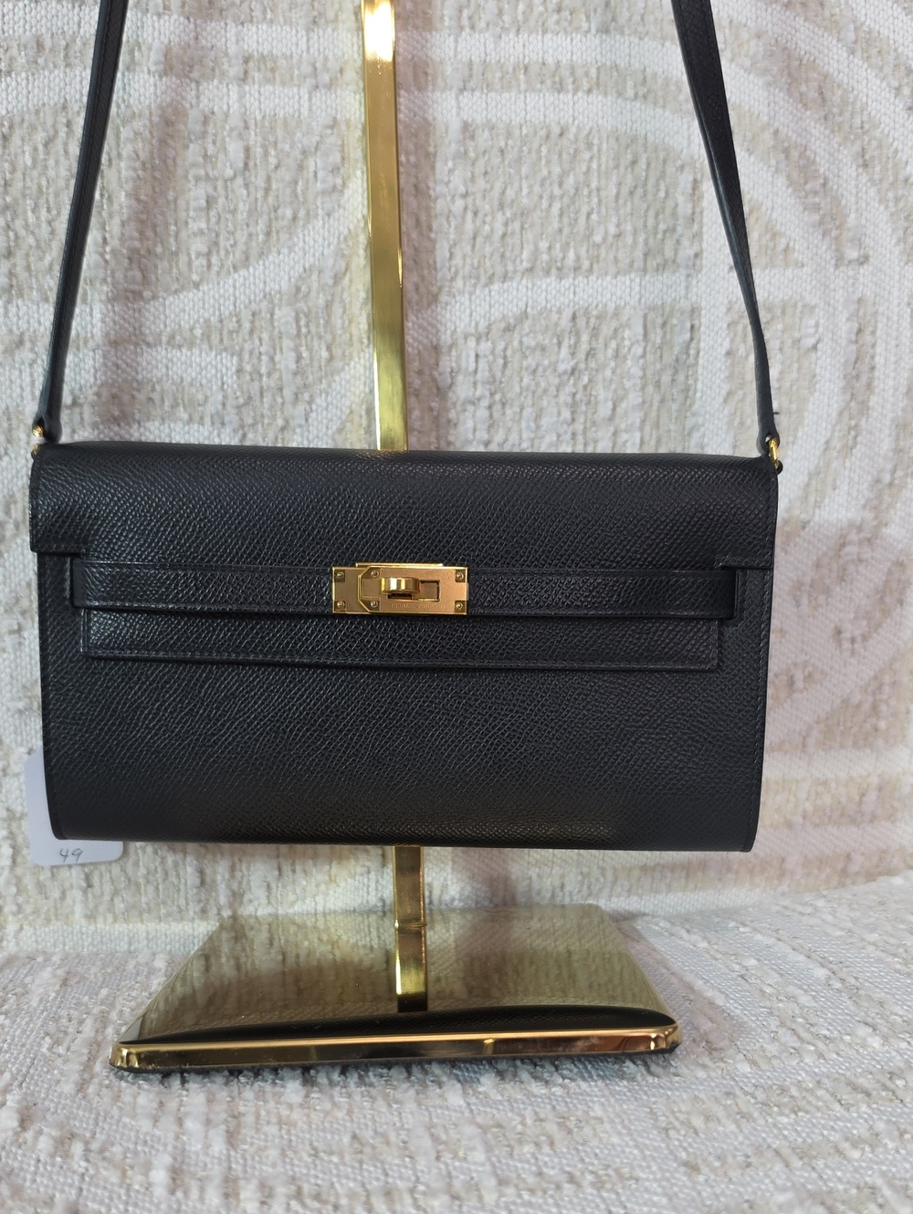 Hermes Kelly To Go  Black Leather Shoulder Bag with Gold Hardware